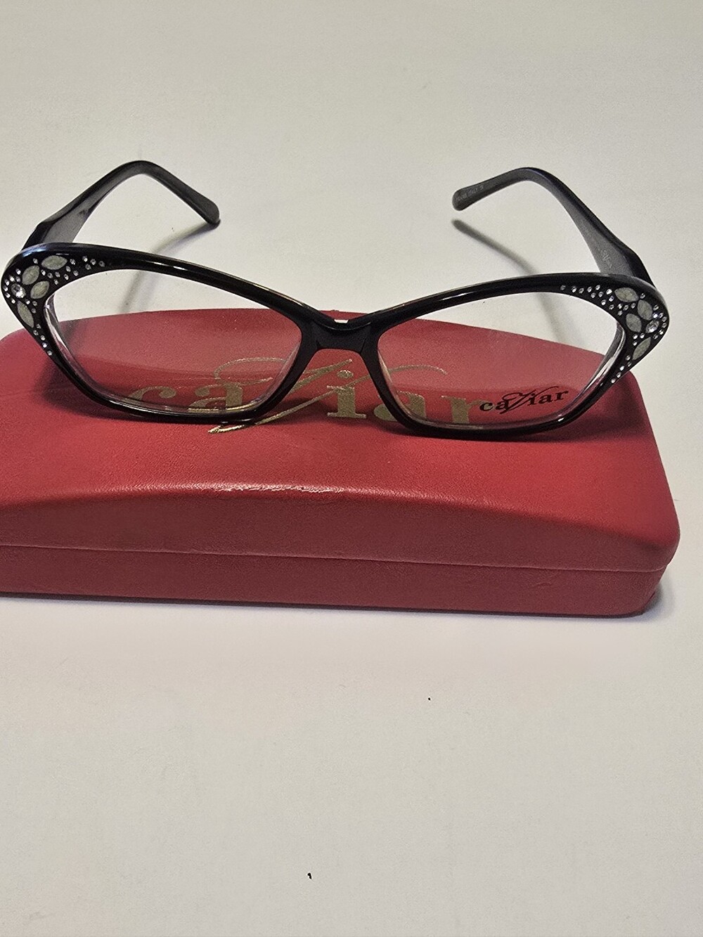 NEW! Caviar Cat Eye Womans Frames With Swarovski Crystal Accents